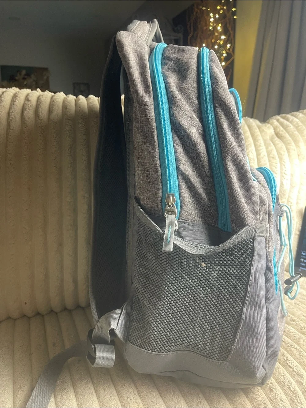 Reebok Gray Backpack with Teal Accents